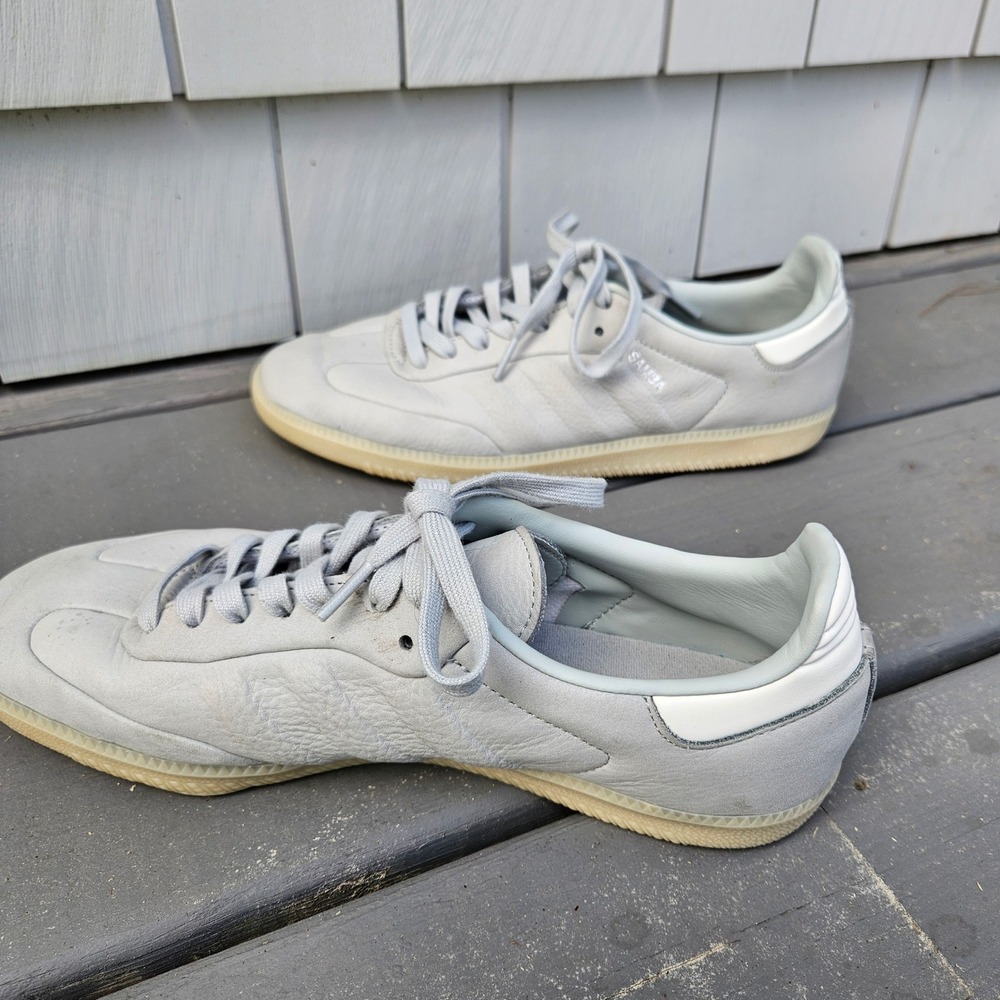 Adidas Samba Decon Light Blue Grey Leather Gum Sole Sneakers 9.5 Mens ID2055 - Picture 4 of 9